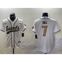 New Orleans Saints #7 Taysom Hill White With Patch Cool Base Stitched Jersey