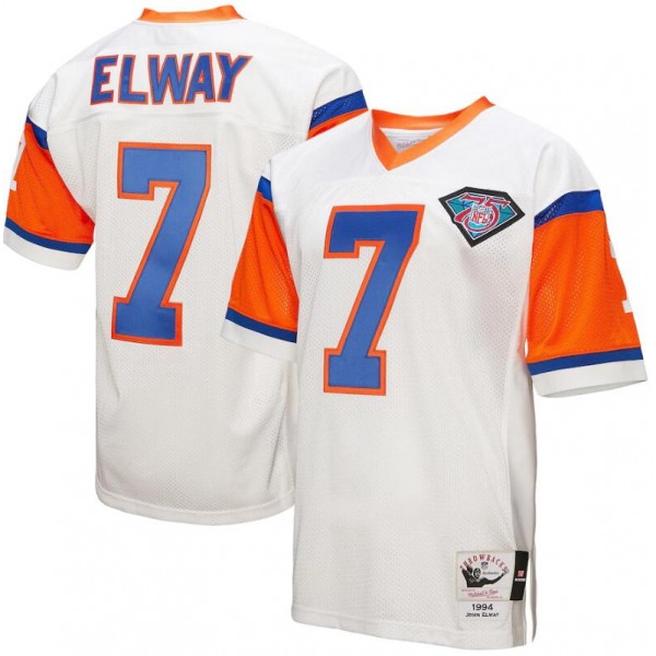 Denver Broncos #7 John Elway 1994 Mitchell Ness White Throwback Retired Stitched Jersey