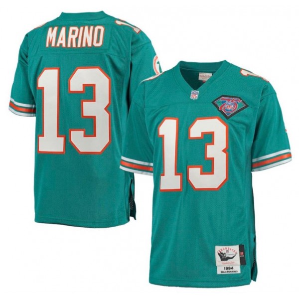 Miami Dolphins Custom Mitchell Ness Aqua Throwback Stitched Jersey