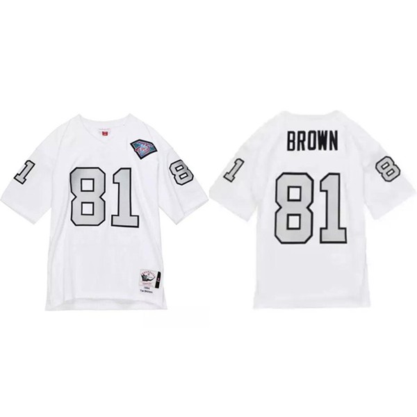 Las Vegas Raiders #81 Tim Brown White 1994 Mitchell Ness Stitched Jersey