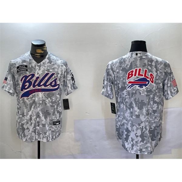 Buffalo Bills Team Big Logo 2024 Arctic Camo Salute To Service Stitched Jersey