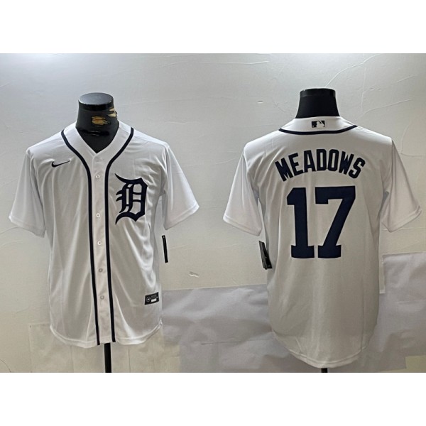 Detroit Tigers #17 Parker Meadows White Cool Base Stitched Jersey
