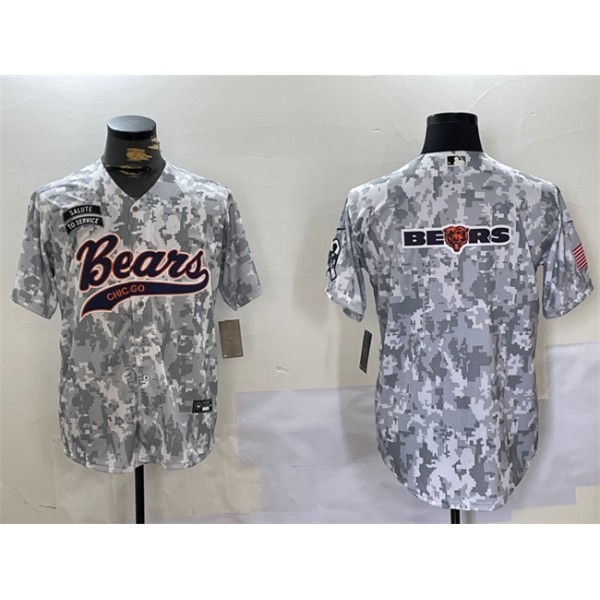 Chicago Bears Team Big Logo 2024 Arctic Camo Salute To Service Stitched Jersey