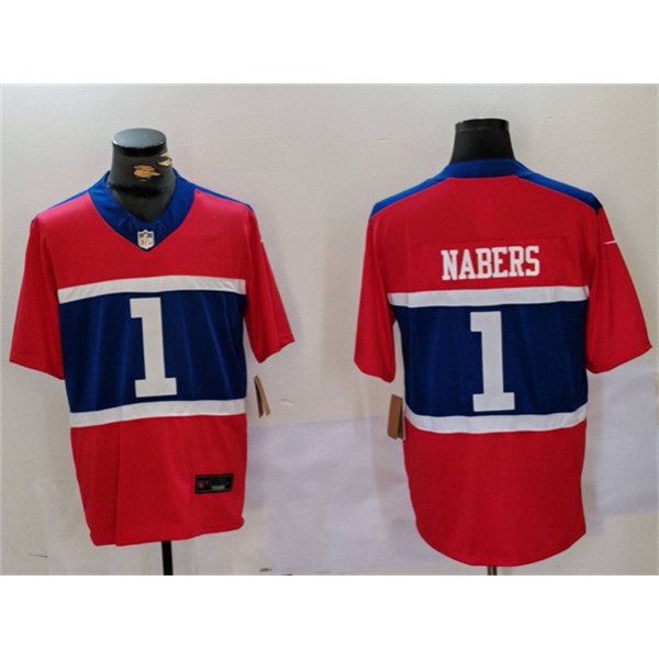 New York Giants #1 Malik Nabers Red 2024 F.U.S.E. Vapor Untouchable Limited Stitched Jersey