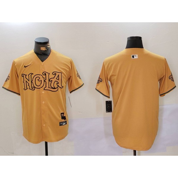New Orleans Saints Blank Gold Cool Base Stitched Jersey