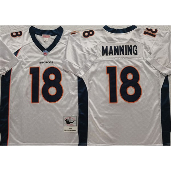 Denver Broncos #18 Peyton Manning White Throwback Stitched Jersey