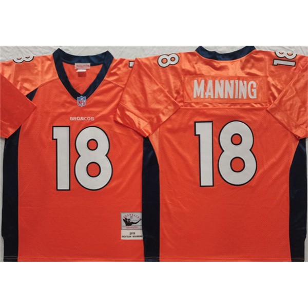Denver Broncos #18 Peyton Manning Orange Throwback Stitched Jersey