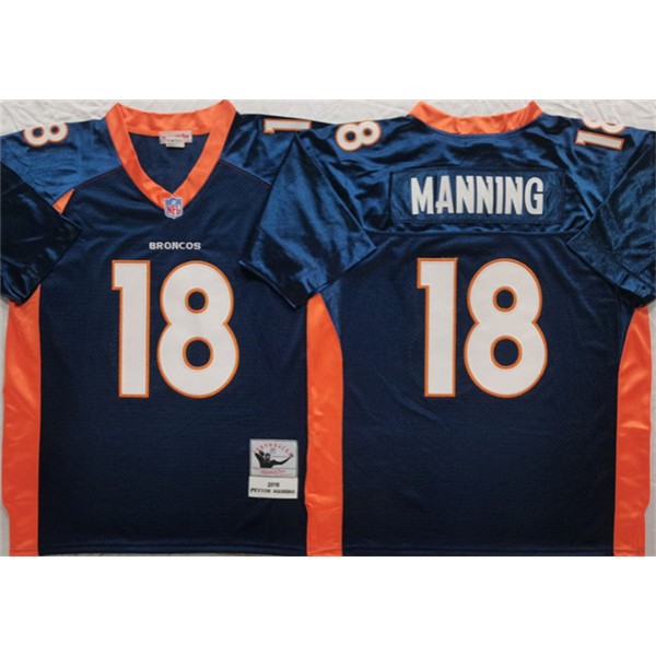Denver Broncos #18 Peyton Manning Navy Throwback Stitched Jersey