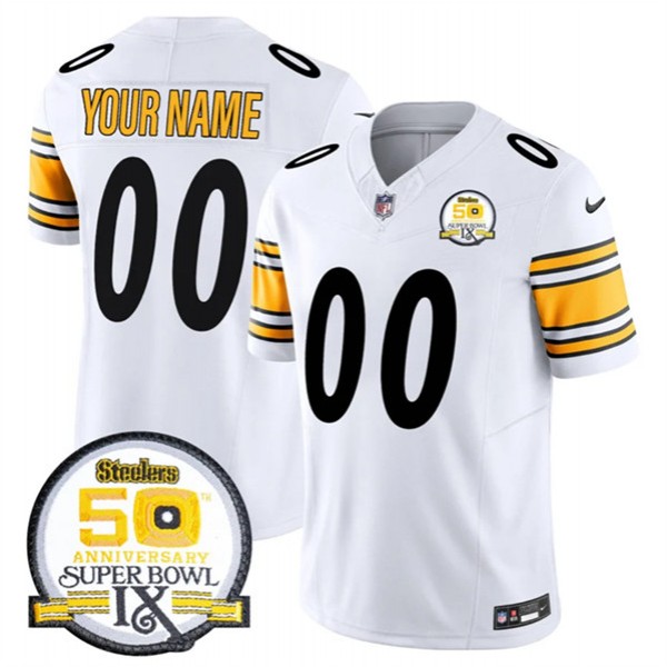 Pittsburgh Steelers Custom White 2024 F.U.S.E. 50th Anniversary Of Super Bowl IX Alternate Vapor Untouchable Limited Stitched Jersey