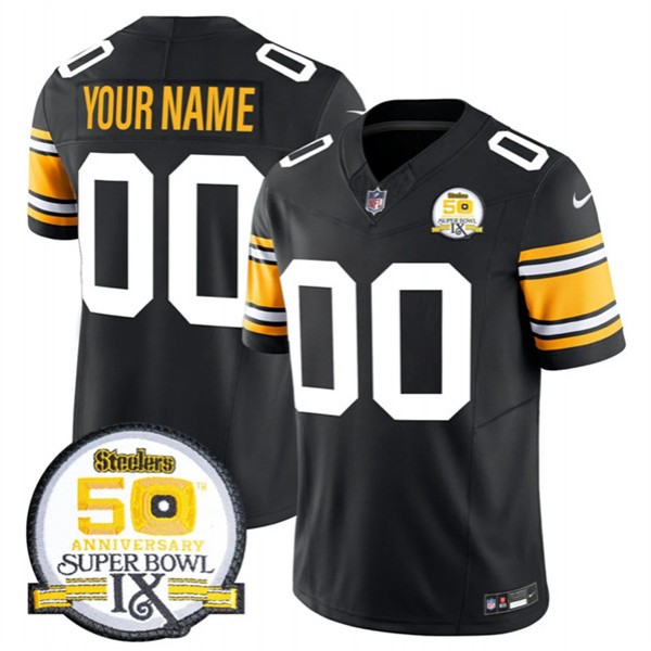 Pittsburgh Steelers Custom Black 2024 F.U.S.E. 50th Anniversary Of Super Bowl IX Vapor Untouchable Limited Stitched Jersey