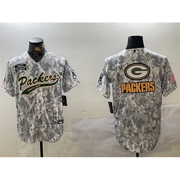 Green Bay Packers Team Big Logo 2024 Arctic Camo Salute To Service Stitched Jersey