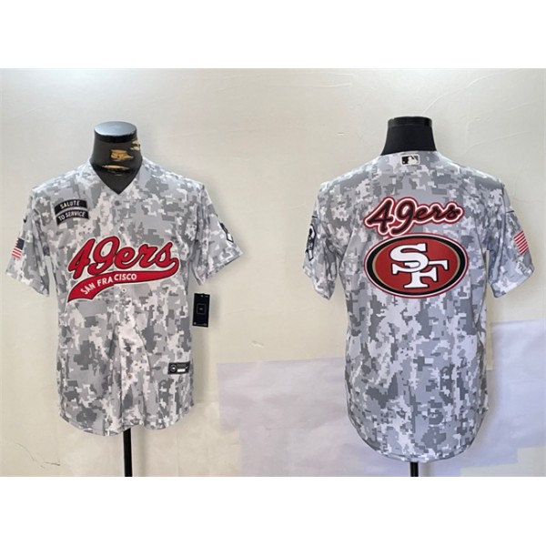 San Francisco 49ers Team Big Logo 2024 Arctic Camo Salute To Service Stitched Jersey
