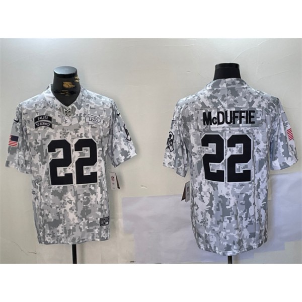 Kansas City Chiefs #22 Trent McDuffie 2024 F.U.S.E. Arctic Camo Salute To Service Limited Stitched Jersey