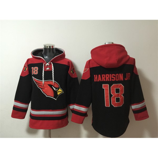 Arizona Cardinals #18 Marvin Harrison Jr. Black Ageless Must-Have Lace-Up Pullover Hoodie