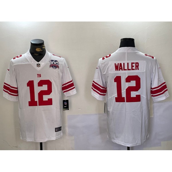 New York Giants #12 Darren Waller White With 100TH Season Patch Vapor Untouchable Limited Stitched Jersey