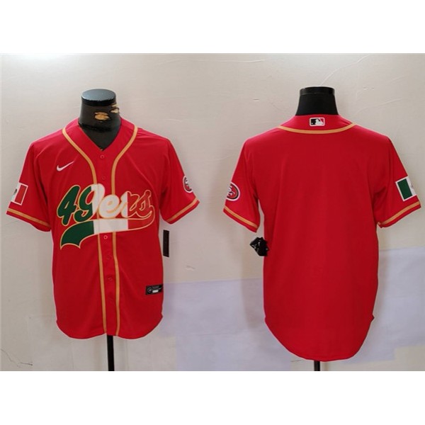 San Francisco 49ers Blank Red Mexico With Patch Stitched Jersey