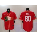 San Francisco 49ers #80 Jerry Rice Red Mexico With Patch Stitched Jersey