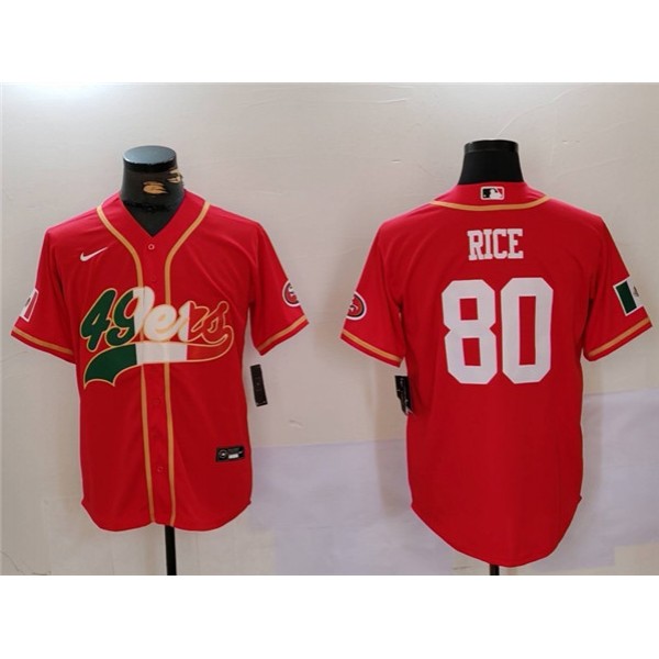 San Francisco 49ers #80 Jerry Rice Red Mexico With Patch Stitched Jersey