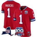 New York Giants #1 Malik Nabers Red 2024 F.U.S.E. 100th Season And State Patch Vapor Limited Stitched Jersey