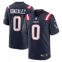 New England Patriots #0 Christian Gonzalez Navy Stitched Game Jersey