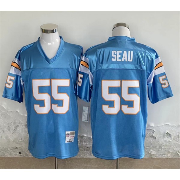 Los Angeles Chargers #55 Junior Seau Blue Throwback Stitched Jersey
