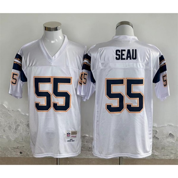 Los Angeles Chargers #55 Junior Seau White Throwback Stitched Jersey