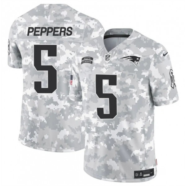 New England Patriots #5 Jabrill Peppers 2024 F.U.S.E. Arctic Camo Salute To Service Limited Stitched Jersey