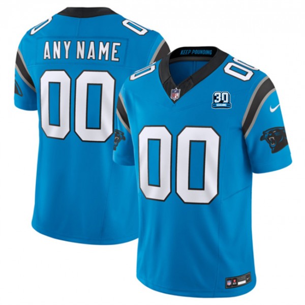 Carolina Panthers Custom Blue 2024 30th Anniversary Patch F.U.S.E. Vapor Limited Stitched Jersey