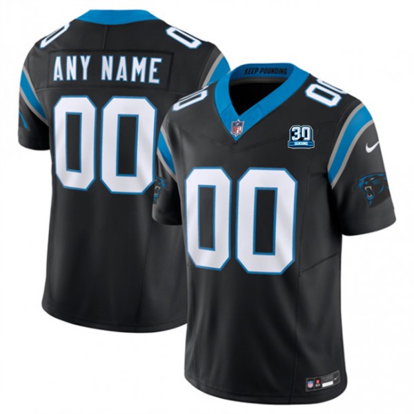 Carolina Panthers Custom Black 2024 30th Anniversary Patch F.U.S.E. Vapor Limited Stitched Jersey