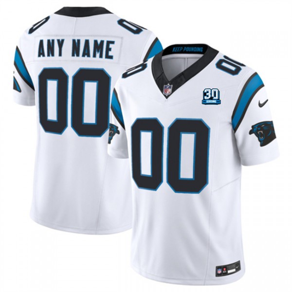 Carolina Panthers Custom White 2024 30th Anniversary Patch F.U.S.E. Vapor Limited Stitched Jersey