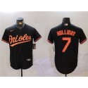 Baltimore Orioles #7 Jackson Holliday Black Cool Base Stitched Jersey