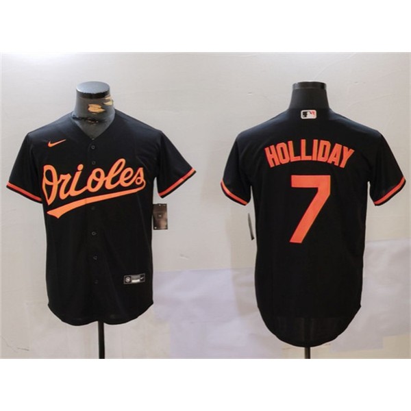 Baltimore Orioles #7 Jackson Holliday Black Cool Base Stitched Jersey