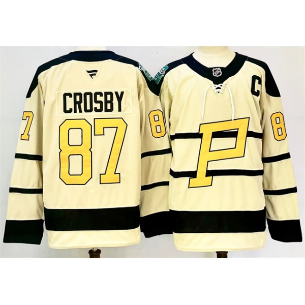 Pittsburgh Penguins #87 Sidney Crosby Cream 2024-25 With C Patch Winter Classic Stitched Jersey