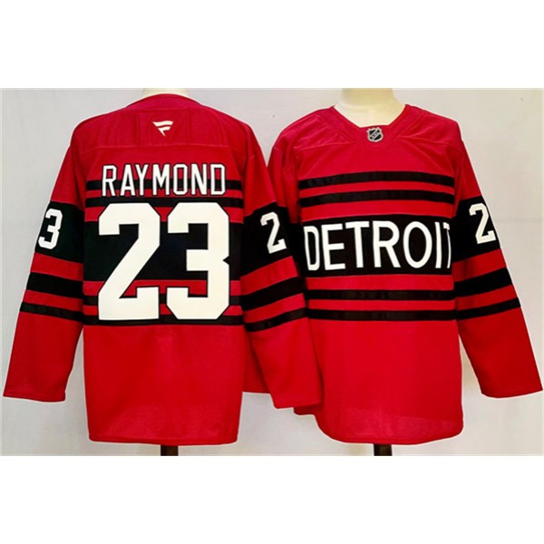 Detroit Red Wings #23 Lucas Raymond Red 2024-25 Reverse Retro Stitched Jersey