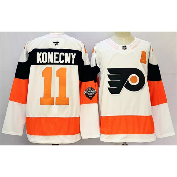 Philadelphia Flyers #11 Travis Konecny White 2024-25 With A Patch Stitched Jersey