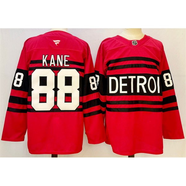 Detroit Red Wings #88 Patrick Kane Red 2024-25 Reverse Retro Stitched Jersey