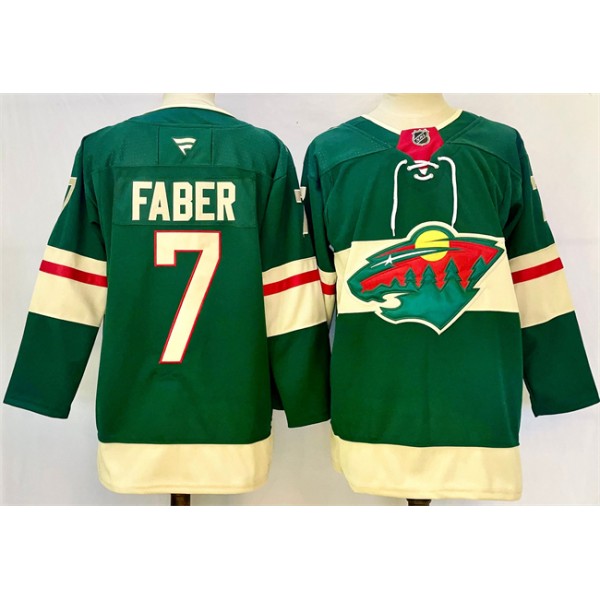 Minnesota Wild #7 Brock Faber Green 2024-25 Home Stitched Jersey