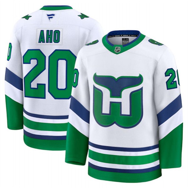 Carolina Hurricanes #20 Sebastian Aho White 2024-25 Throwback Stitched Jersey