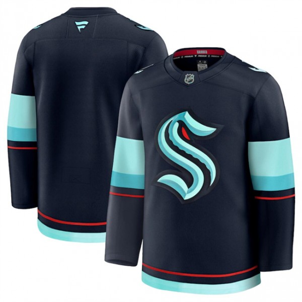 Seattle Kraken Blank Navy 2024-25 Home Stitched Jersey
