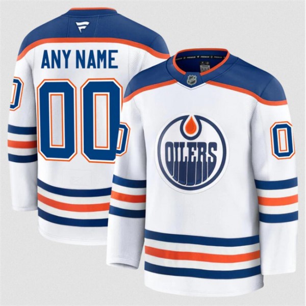 Edmonton Oilers Custom White 2024-25 Away Stitched Jersey