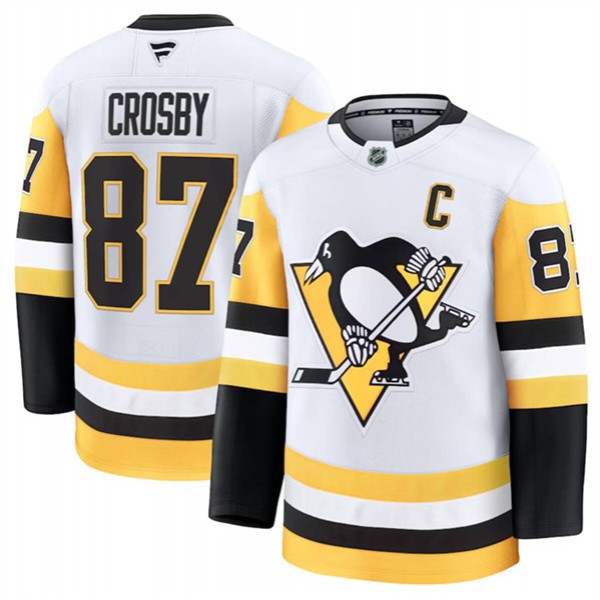 Pittsburgh Penguins #87 Sidney Crosby White 2024-25 Away Stitched Jersey