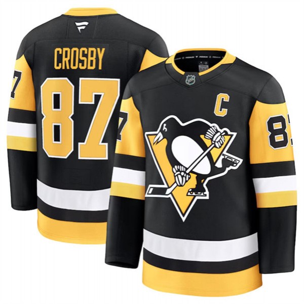 Pittsburgh Penguins #87 Sidney Crosby Black 2024-25 Home Stitched Jersey