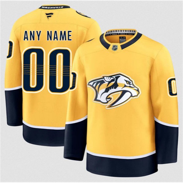 Nashville Predators Custom Gold 2024-25 Home Stitched Jersey