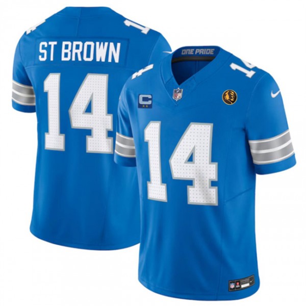Detroit Lions #14 Amon-Ra St. Brown Blue 2024 F.U.S.E. With John Madden Patch And 2-Star C Patch Vapor Limited Stitched Jersey