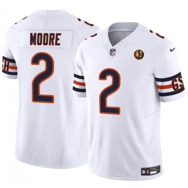 Chicago Bears #2 DJ Moore White 2023 F.U.S.E. With John Madden Patch Vapor Limited Stitched Jersey
