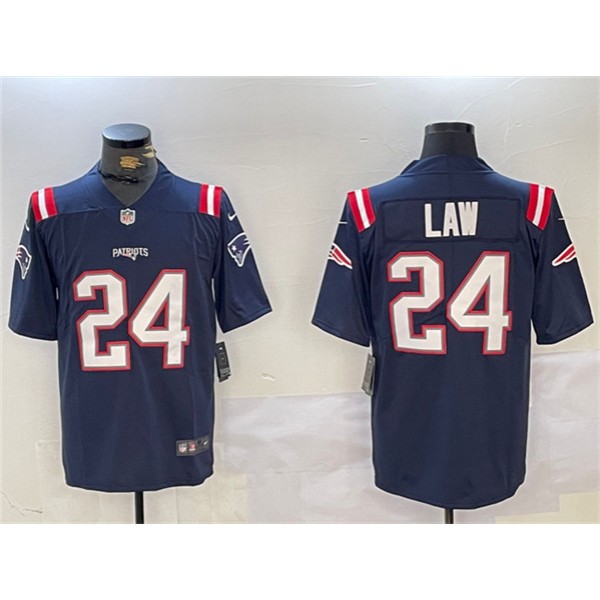 New England Patriots #24 Ty Law Navy Vapor Limited Stitched Jersey