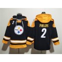 Pittsburgh Steelers #2 Justin Fields Black Ageless Must-Have Lace-Up Pullover Hoodie