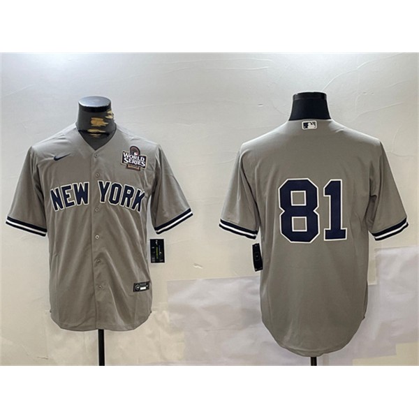 New York Yankees #81 Luis Gil Gray 2024 World Series Cool Base Stitched Jersey
