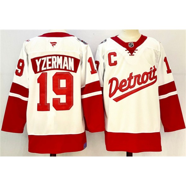 Detroit Red Wings #19 Steve Yzerman White Red 2024-25 With C Patch Stitched Jersey