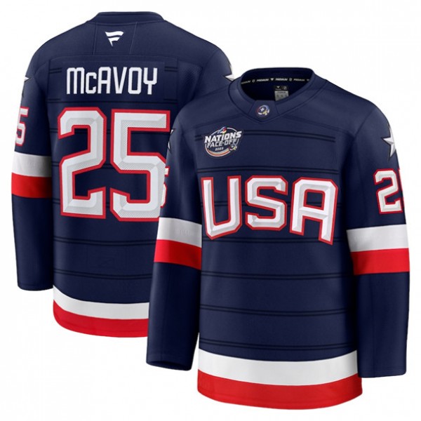 USA #25 Charlie McAvoy Navy 2025 4 Nations Stitched Jersey